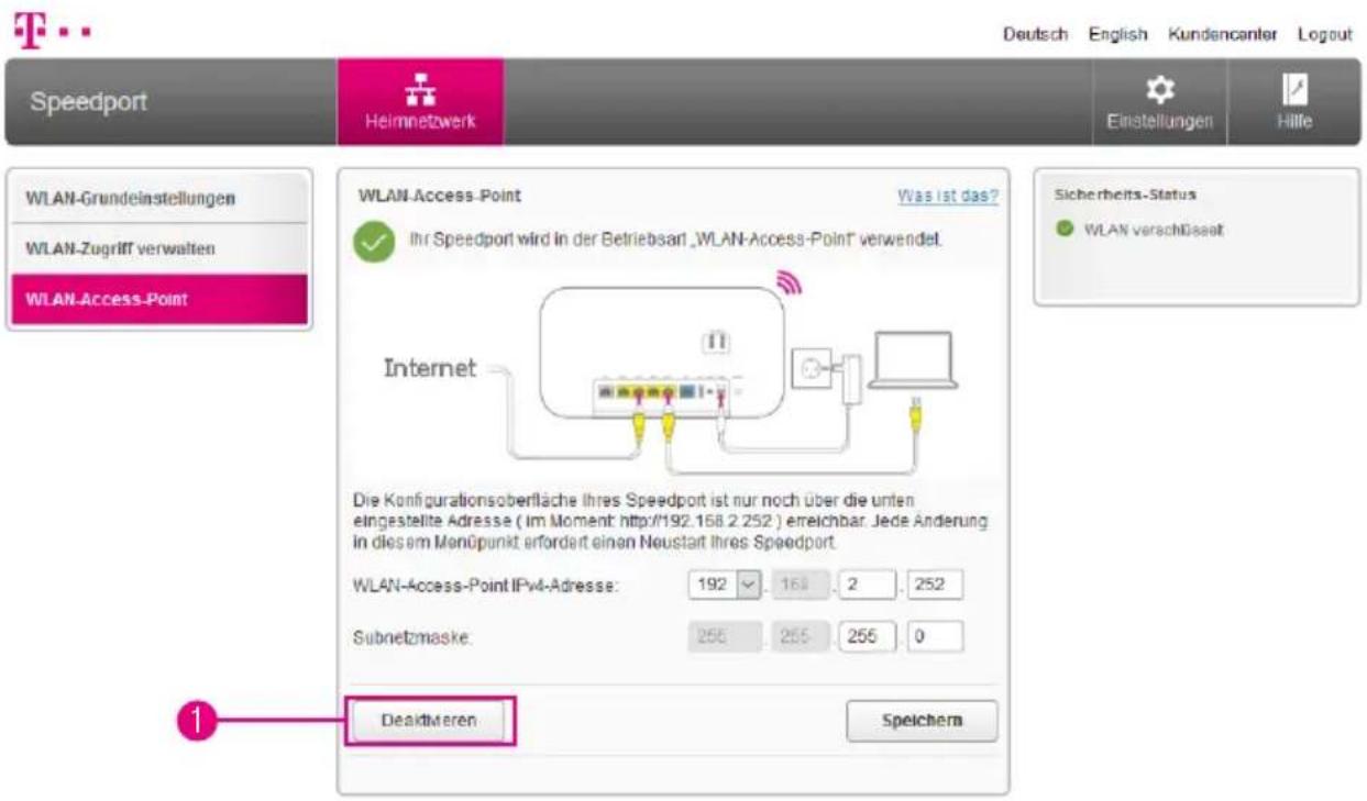 T-Mobile Speedport Smart 2 - Modus WLAN-Access-Point beenden - 1