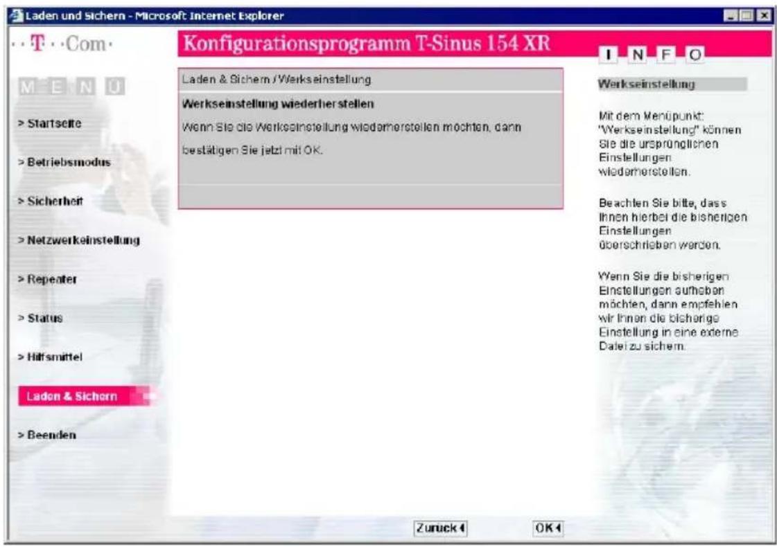T-Mobile Sinus 154 XR - Werkseinstellungen wiederherstellen - 1