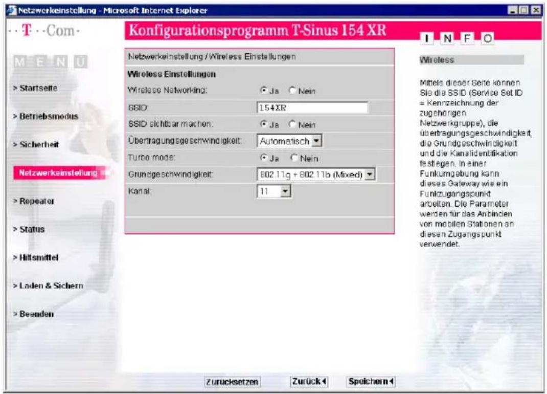 T-Mobile Sinus 154 XR - Einstellungen für den kabellosen Betrieb - 1