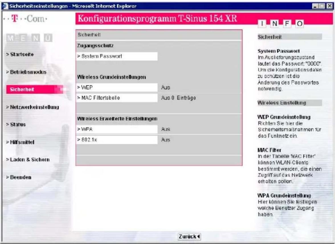 T-Mobile Sinus 154 XR - Sicherheit für den Netzbetrieb - 1