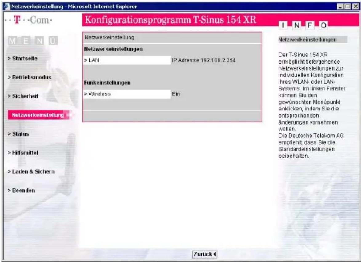 T-Mobile Sinus 154 XR - Netzwerkeinstellungen - 1