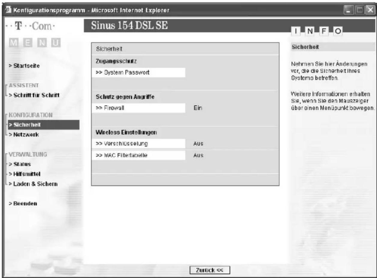 T-Mobile Sinus 154 DSL SE - Sicherheit für den Netzbetrieb - 1