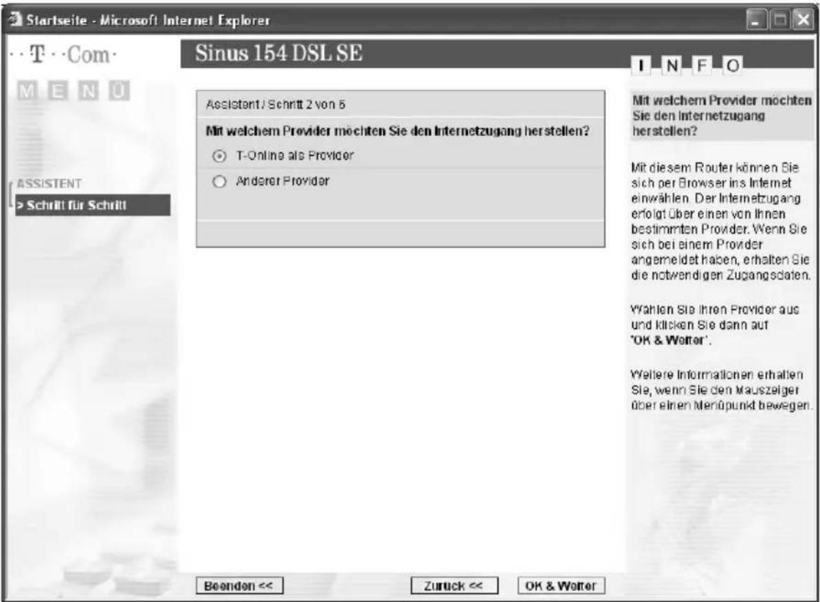 T-Mobile Sinus 154 DSL SE - Basiskonfiguration des Netzzugangs mit dem Assistenten - 2