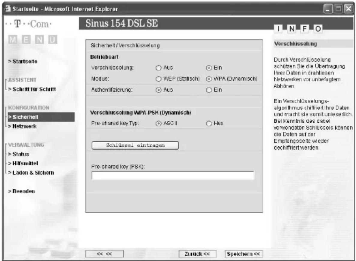 T-Mobile Sinus 154 DSL SE - WPA-Verschlüsselung - 1