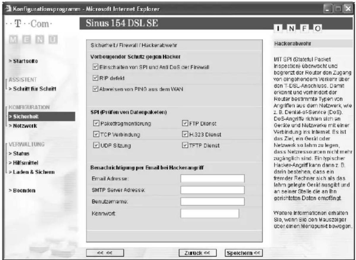 T-Mobile Sinus 154 DSL SE - Abwehr gegen Hacker-Angriffe - 1