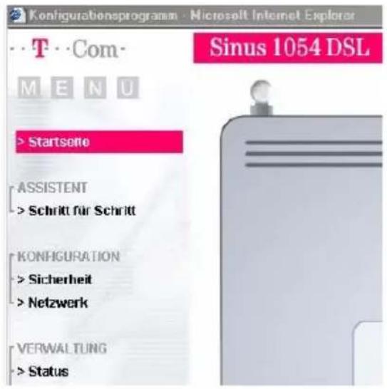 T-Mobile Sinus 1054 DSL - IP und MAC Adressen im LAN - 1
