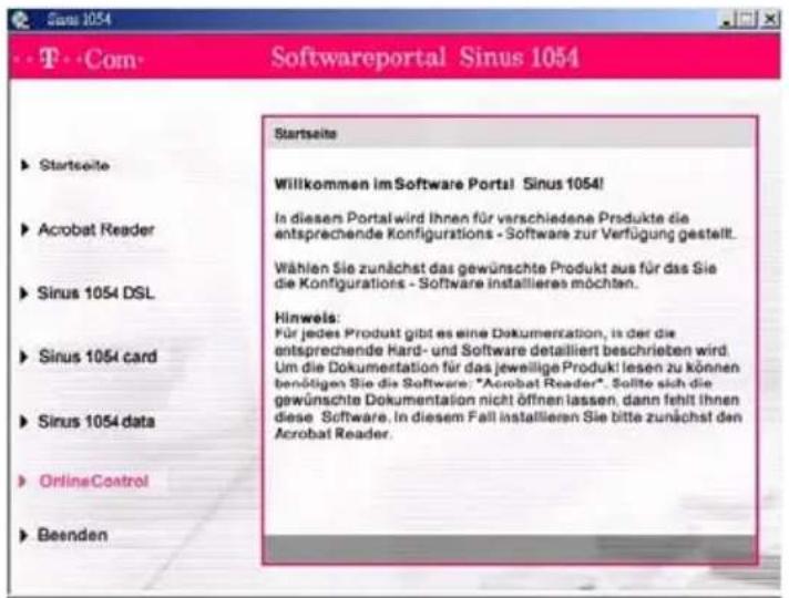 T-Mobile Sinus 1054 DSL - Installieren von Online Control - 1