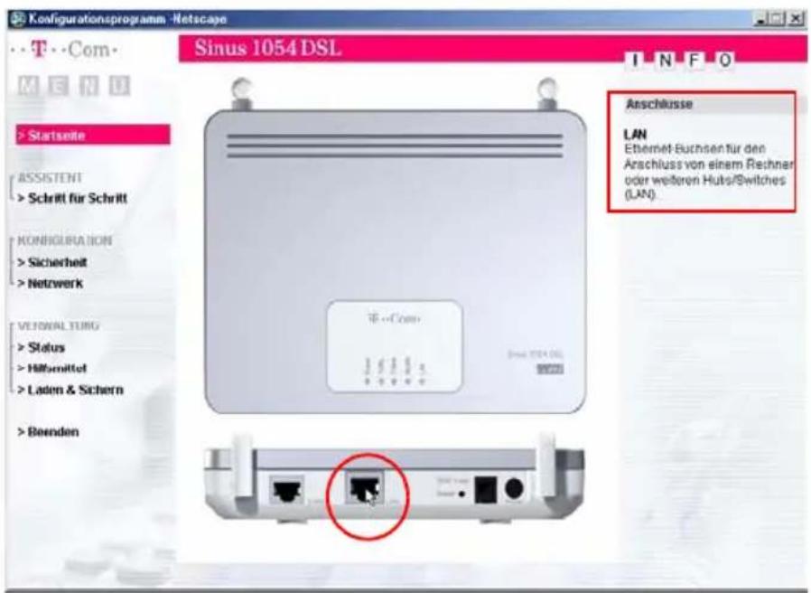 T-Mobile Sinus 1054 DSL - Seitenaufbau des Softwareportal - 1