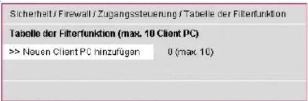 T-Mobile Sinus 1054 DSL - Tabelle der Filter einrichten - 1