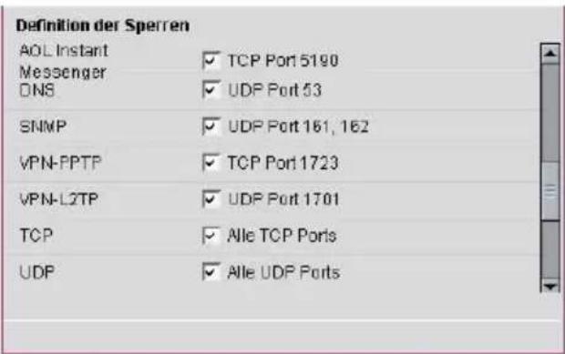 T-Mobile Sinus 1054 DSL - Tabelle der Filter einrichten - 5