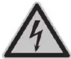 Warning sign depicting a lightning bolt symbol in a triangular hazard area