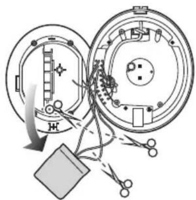 Diagram of a mechanical assembly with rotating components and scissors, no visible text or symbols