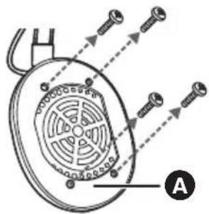 Diagram showing a mechanical component with multiple bolts and a labeled section A, likely illustrating a mounting or mounting mechanism.