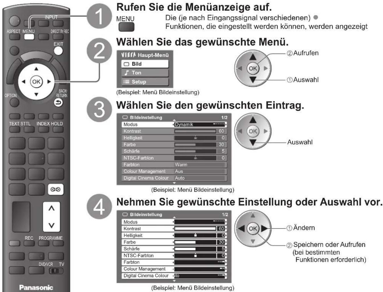 PANASONIC Viera TX-P50V10E - Gebrauch der Menüfunktionen - 1