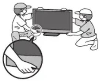 PANASONIC Viera TX-P42GT30J - Dieser Fernseher ist schwer. Das Gerät muss grundsätzlich von mindestens zwei Personen gehandhabt werden. Stützen Sie den Fernseher wie in der Abbildung gezeigt ab, um Verletzungen zu verhindern, die durch ein Umkippen oder Herunterfallen des Gerätes verursacht werden können. - 1