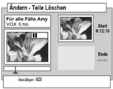 Ändern - Teile Löschen Für alle Fälle Amy VOX 8 min. Start 0:12:10 Ende Bestätigen: OK