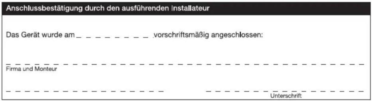 Juno Electrolux JTH45302E - Anschlussbestätigung Installateur - 1