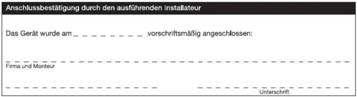 Juno Electrolux JTH34002E - Anschlussbestätigung Installateur - 1