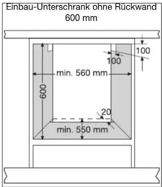 Juno Electrolux JTH34002E - Ausschnitte im Einbauschrank - 1
