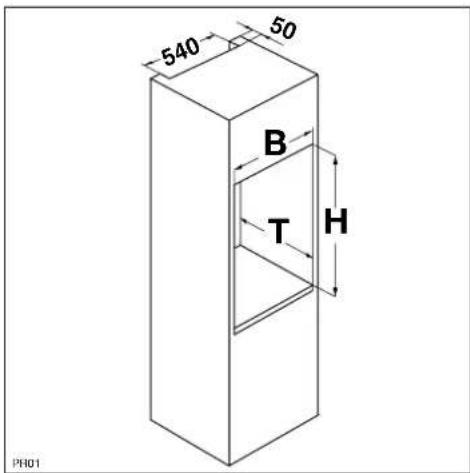 Juno Electrolux JGI4429 - Dimensions of the recess - 1