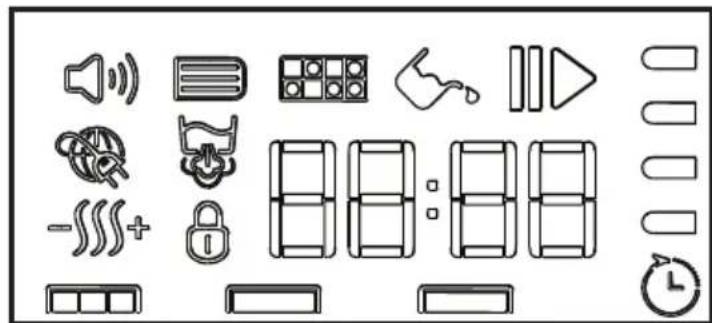 Diagram showing various electronic and functional icons arranged in a grid layout, including speaker, audio, hand gesture, car, and clock.
