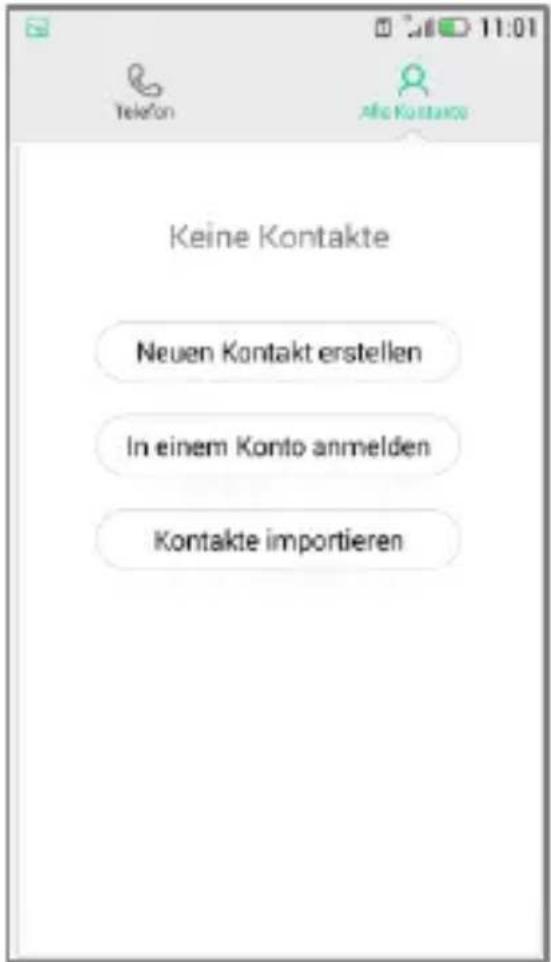 Keine Kontakte Neuen Kontakt erstellen In einem Konto anmelden Kontakte importieren
