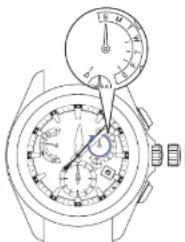 SEIKO Astron SSE170J1 - Krone drehen, um den Zeiger des Hilfszifferblatts auf „12:00 a.m.“ einzustellen - 6
