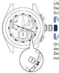 SEIKO Astron SSE107J1 - Drehen Sie die Krone, um den Zeiger der Wochentagsanzeige auf „S (Sonntag)“ zu stellen - 6