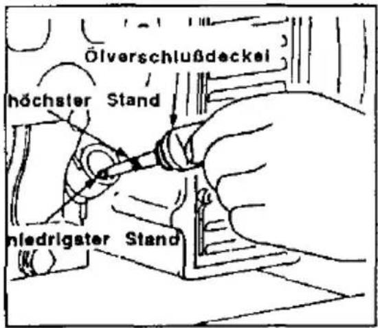 Ölverschlußdeckel höchster Stand niedrigater Stand