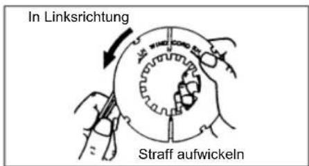 In Linksrichtung Straff aufwickeln