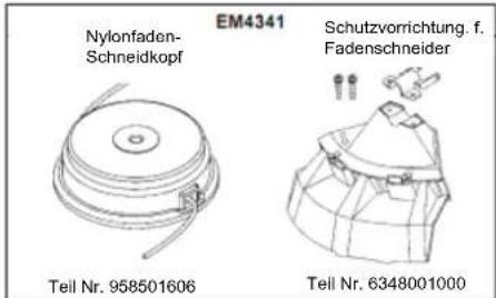 Nylonfaden- Schneidkopf EM4341 Schutzvorrichtung f. Fadenschneider Tell Nr. 958501606 Tell Nr. 6348001000
