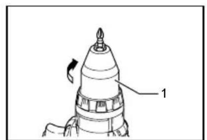 Technical diagram of a mechanical device with labeled component '1'