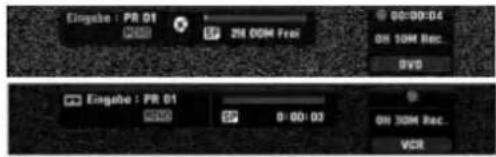 Eingabe : PR 01 28:00M Frei 00:00:04 ON 10M Rec. DVD Eingabe : PR 01 28:00M 0:00:03 ON 30M Rec.. VCR