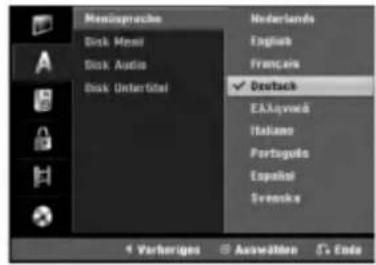 Masisprache Disk Meni Disk Autia Disk Unterital Netherlands English Française Deutsch EAA/QVCD Italiano Portugala Español Svenska Verhögen Auswätten G - End