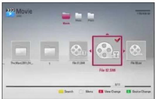 LG HR925C - Selecting a subtitle file - 2
