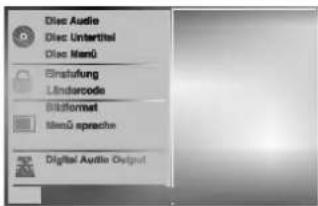 Disc Audio Disc Untertitel Disc Menü Einstufung Ländercode Bildformat Menüsprache Digital Audio Ausgang