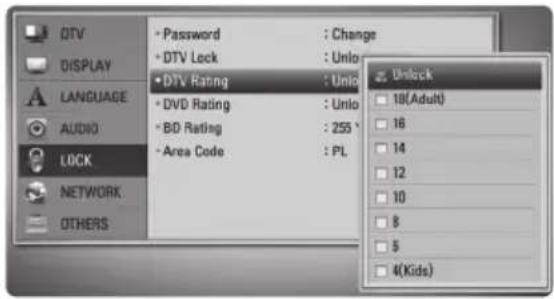 LG BDS580 - Adjusting DTV Rating - 1