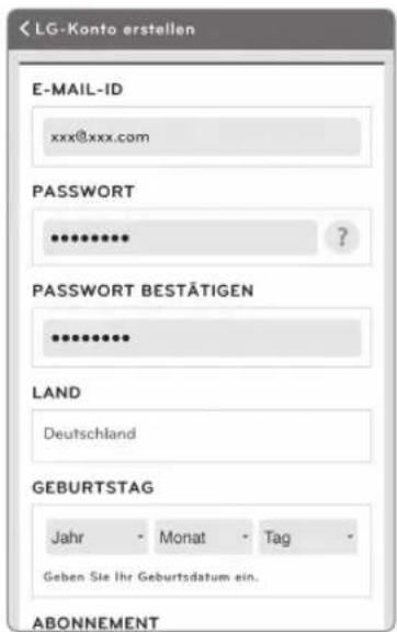 LG VRH950MSPCM - Registrierung einen Kontos - 4