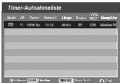 Timer-Aufnahmeliste Media PR Datum Startzeit Linge Modus VPS/ POC Überpferr 10 16:28 Bu 10:12 30min SP EN Aufnahme OK Fiftheken OHL Bachen Timer-Auf Endi