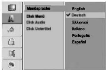 Menüsprache Disk Menü Disk Audio Disk Untertiel English Deutsch Ellaçvnia Italiano Português Español