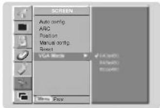 LG MZ-42PM13B - Selecting Wide VGA/XGA mode (RGB[PC] mode only) - 1
