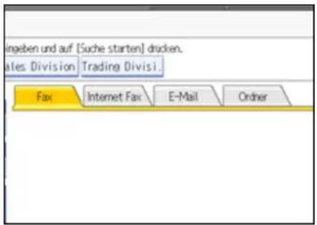 ingeben und auf [Suche starten] drucken. ales Division Trading Divisi Fax Internet Fax E-Mail Order