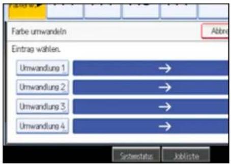 Farbe umwandeln Eintrag wahlen. Umwandlung 1 → Umwandlung 2 → Umwandlung 3 → Umwandlung 4 → Systematica Jobliste