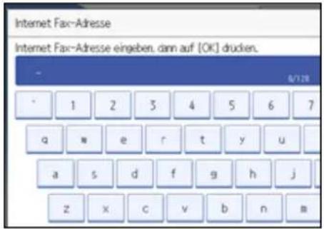 Internet Fax-Adresse Internet Fax-Adresse eingeben, dann auf [OK] drucken. 6/128 1 2 3 4 5 6 7 q w e r t y u a s d f g h j z x c v b n m