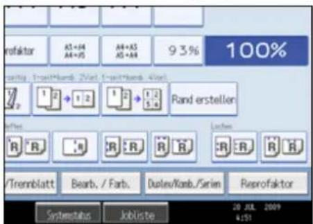 profaktor AS+J4 AA+J5 AA+AS AS+AR 93% 100% using 1mm/mbd (Vnet, 1mm/mbd, 4mm) 1 2 1 2 1 2 1 2 Rand erstellen R R /R R R R R R /R R R R /Trennblatt Bearb, / Farb. Duplex/Komb./Serien Reprofaktor Systemstatus Jobliste 20 JUL. 2009 4:51