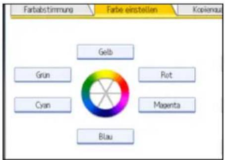 Farbabstimmung Farbe einstellen Kopienzul Gelb Grün Cyan Rot Magenta Blau