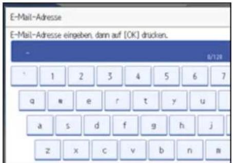 E-Mail-Adresse E-Mail-Adresse eingeben, dann auf [OK] drucken.