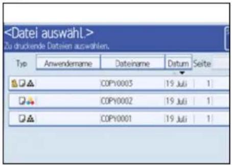 Zu druckende Dateien auswahlen. Typ Anwendename工程项目 Name Datum Seite CP0PY0005 19 Juli 1 CP0PY0002 19 Juli 1 CP0PY0001 19 Juli 1