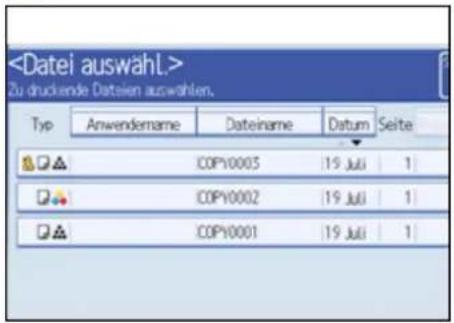 Zu druckende Dateien auswahlen. Typ Anwendename工程项目 Dateiname Datum Seite CP0Y0005 19 Juli 1 CP0Y0002 19 Juli 1 CP0Y0001 19 Juli 1