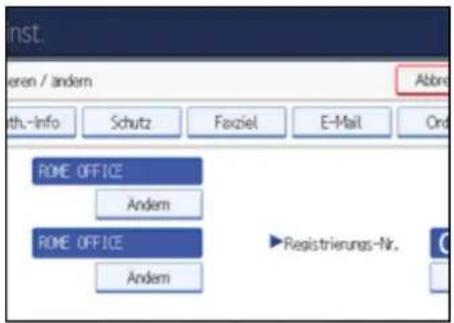 inst. veren / andem Abbr th.-Info Schutz Faxziel E-Mail Ord ROME OFFICE Andem ROME OFFICE Andem ►Registrierungs-Nr.